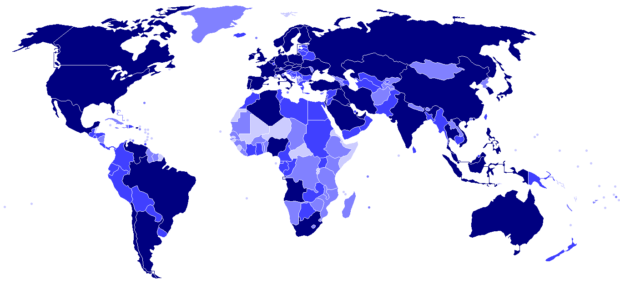 Map of the world, representing exports