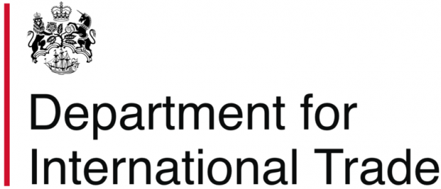 Logo for the Department for International Trade which features the words of the department beneath a crest